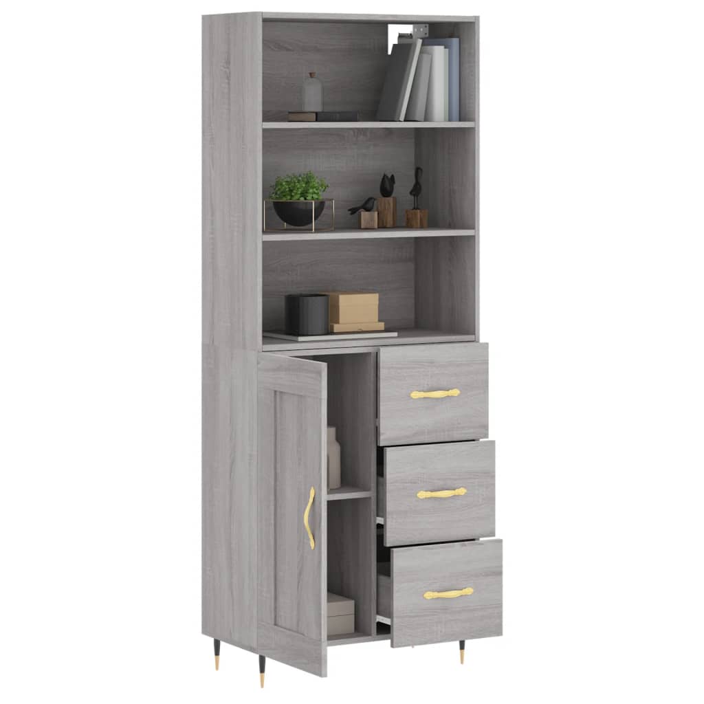 Credenza Grigio Sonoma 69,5x34x180 cm in Legno Multistrato 3190003