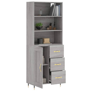 Credenza Grigio Sonoma 69,5x34x180 cm in Legno Multistrato 3190003