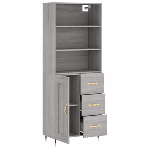 Credenza Grigio Sonoma 69,5x34x180 cm in Legno Multistrato 3190003