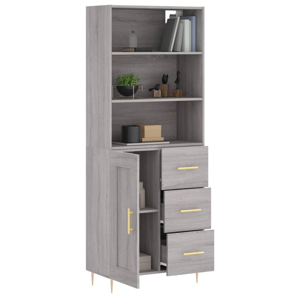 Credenza Grigio Sonoma 69,5x34x180 cm in Legno Multistrato 3190011