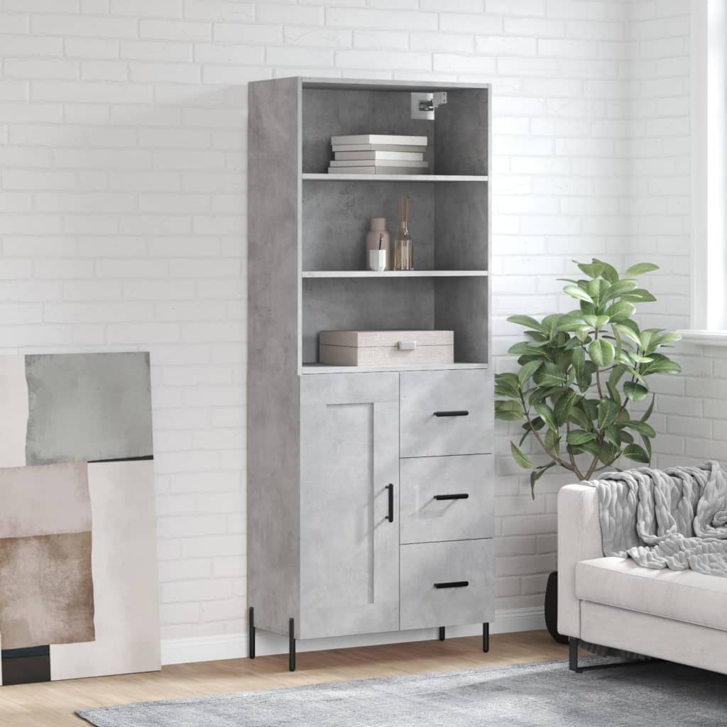 Credenza Grigio Cemento 69,5x34x180 cm in Legno Multistratocod mxl 125543