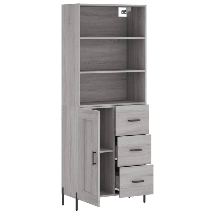 Credenza Grigio Sonoma 69,5x34x180 cm in Legno Multistrato 3190035