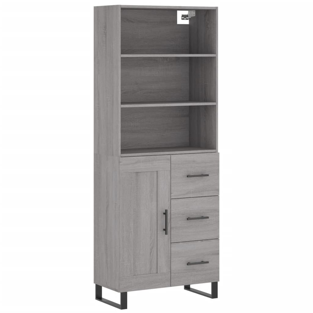 Credenza Grigio Sonoma 69,5x34x180 cm in Legno Multistrato 3190051