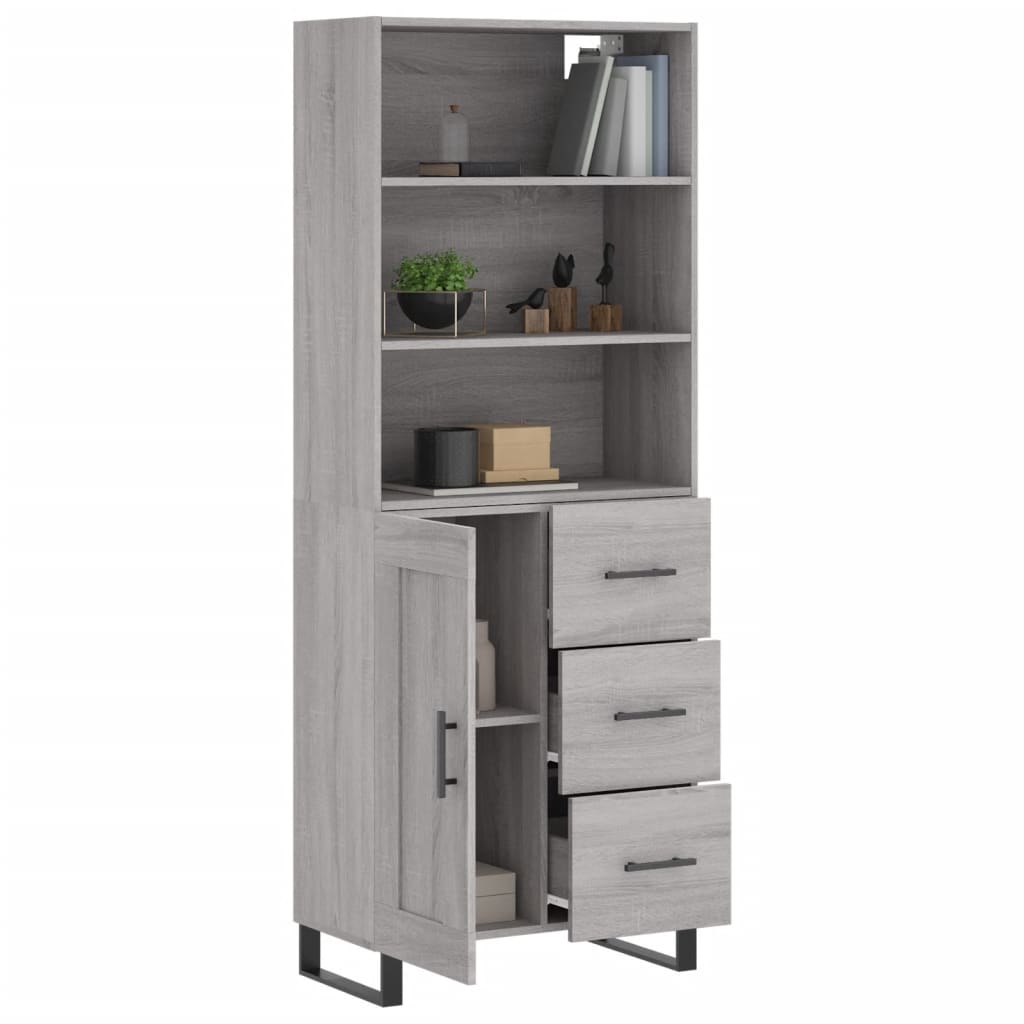 Credenza Grigio Sonoma 69,5x34x180 cm in Legno Multistrato 3190051