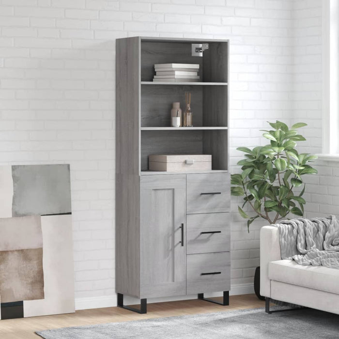 Credenza Grigio Sonoma 69,5x34x180 cm in Legno Multistrato 3190051