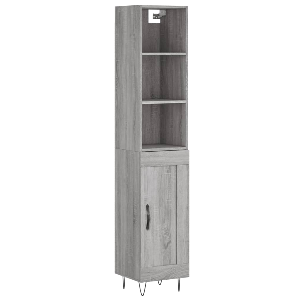 Credenza Grigio Sonoma 34,5x34x180 cm in Legno Multistrato 3190083