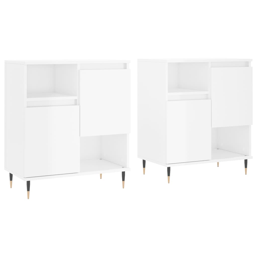 Credenze 2 pz Bianco Lucido in Legno Multistrato 3190119