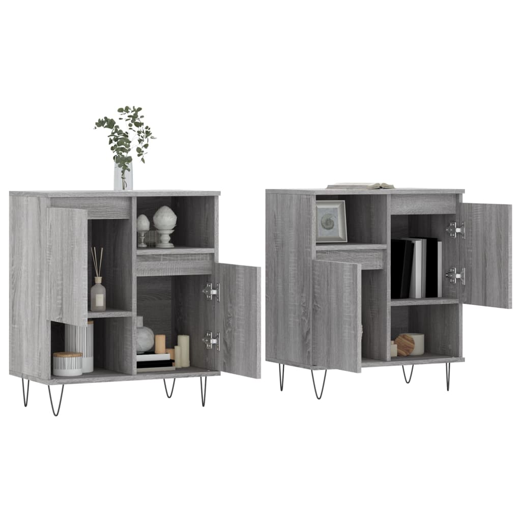 Credenze 2 pz Grigio Sonoma in Legno Multistratocod mxl 101383