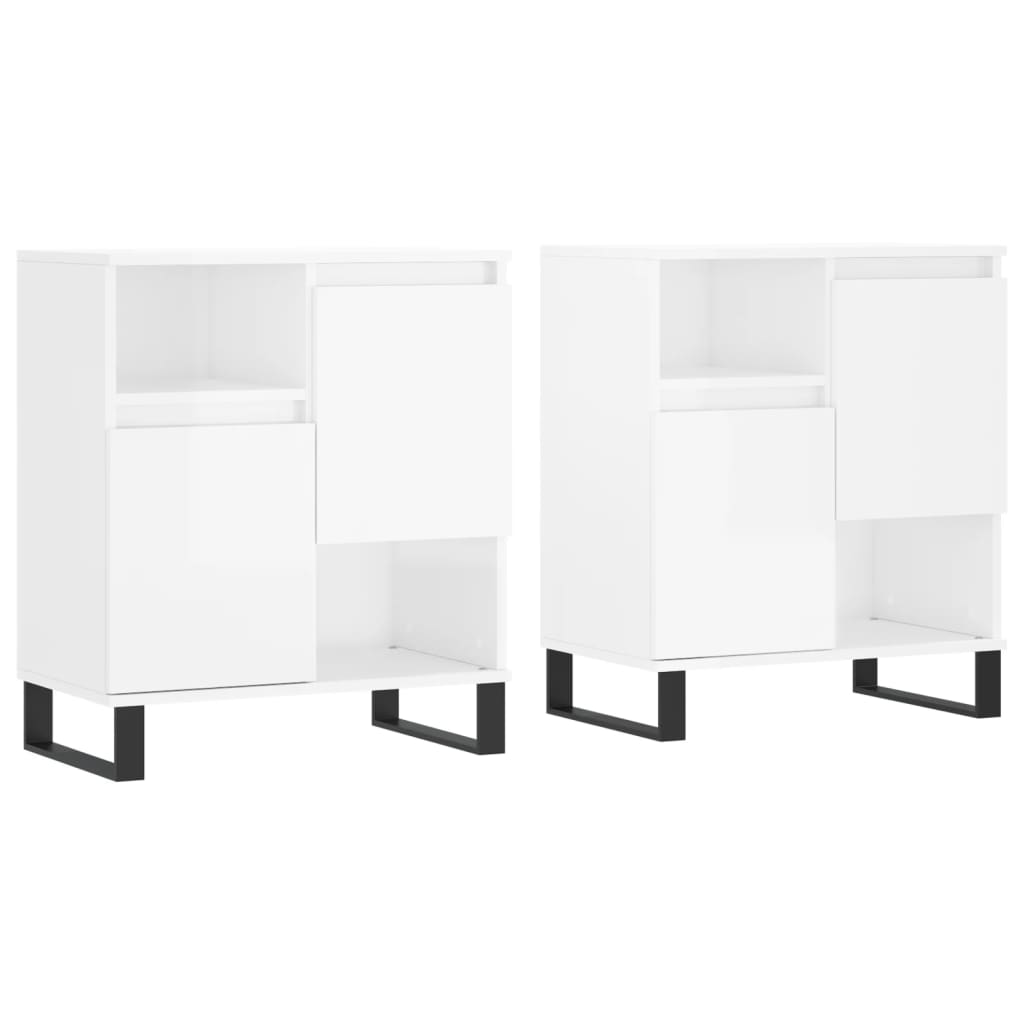 Credenze 2 pz Bianco Lucido in Legno Multistrato 3190135