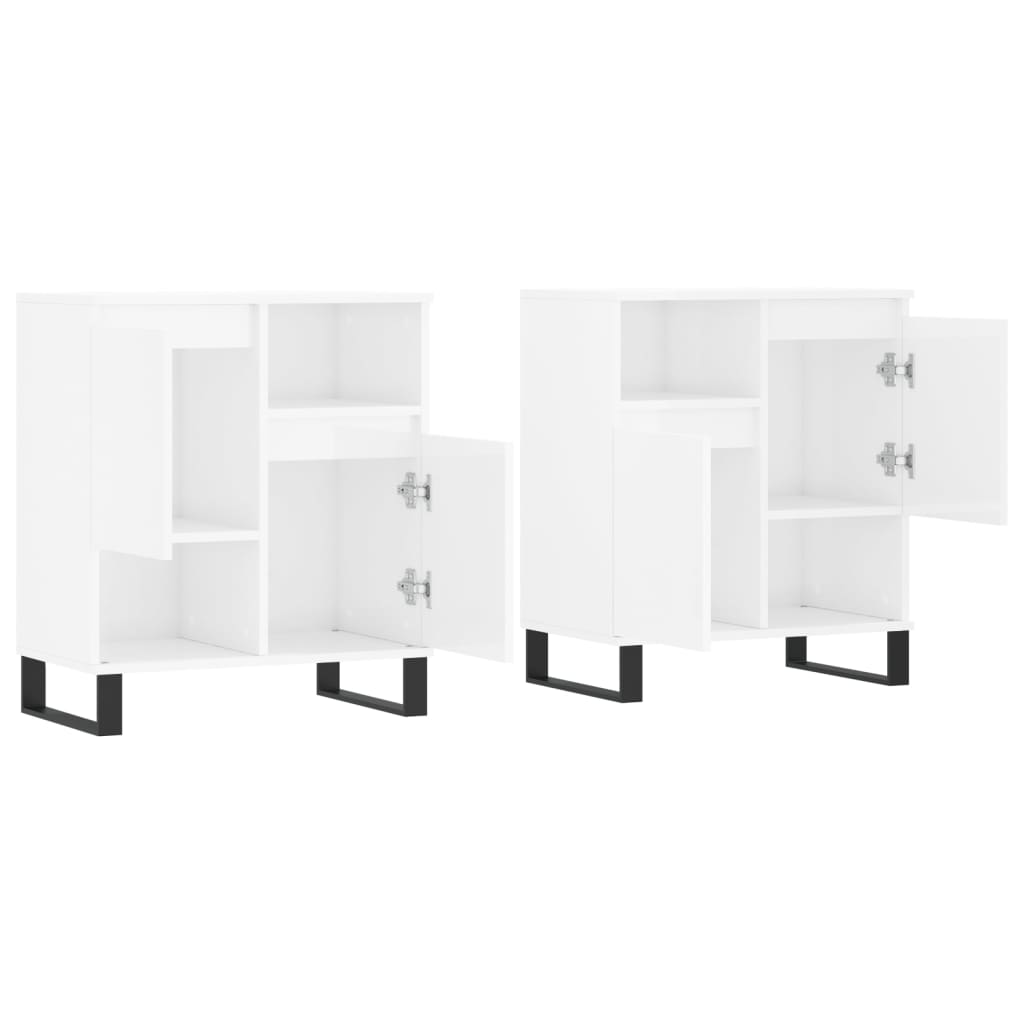 Credenze 2 pz Bianco Lucido in Legno Multistrato 3190135