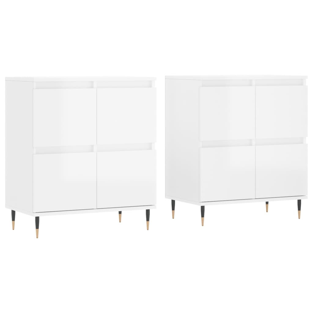 Credenze 2 pz Bianco Lucido in Legno Multistrato 3190167