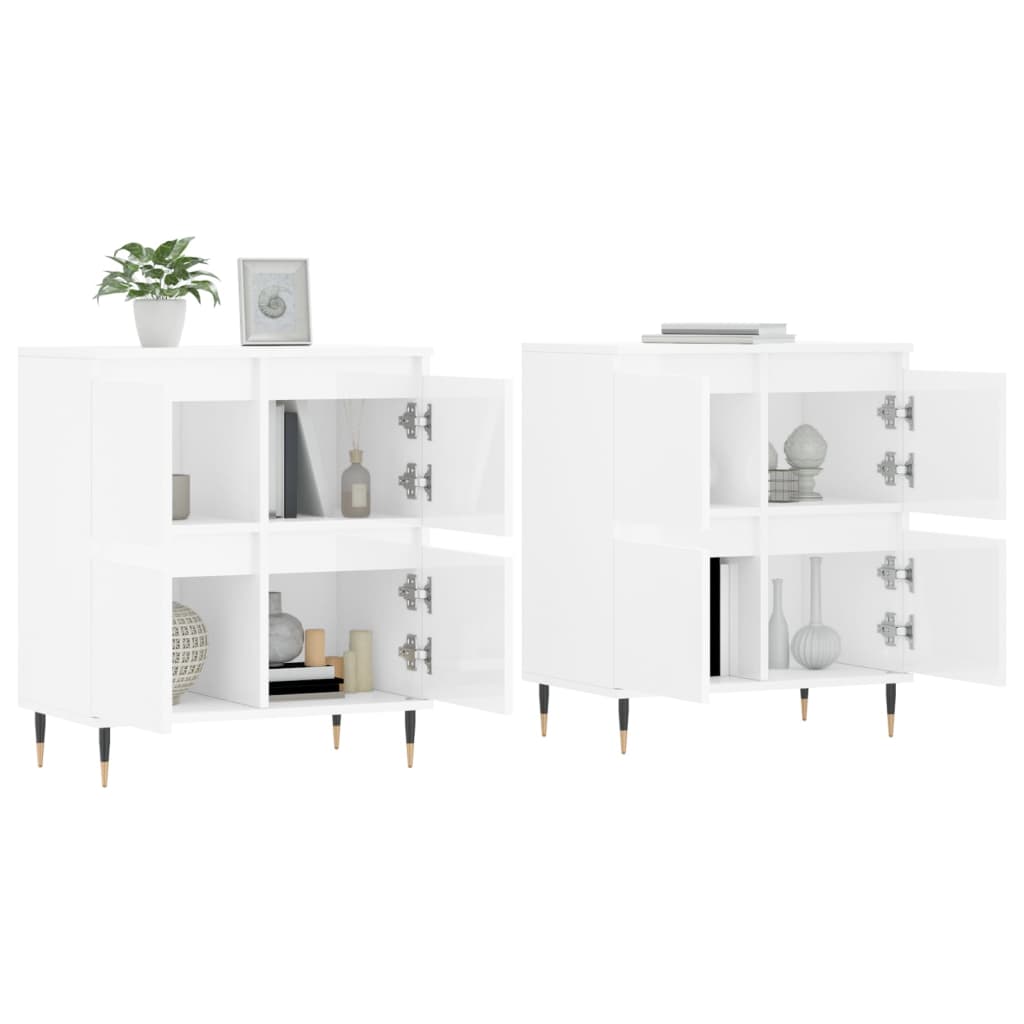 Credenze 2 pz Bianco Lucido in Legno Multistrato 3190167