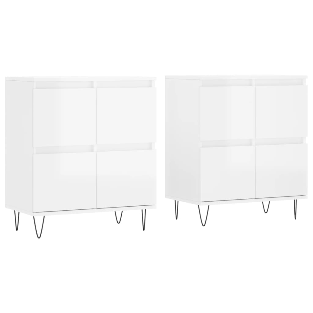 Credenze 2 pz Bianco Lucido in Legno Multistrato 3190175