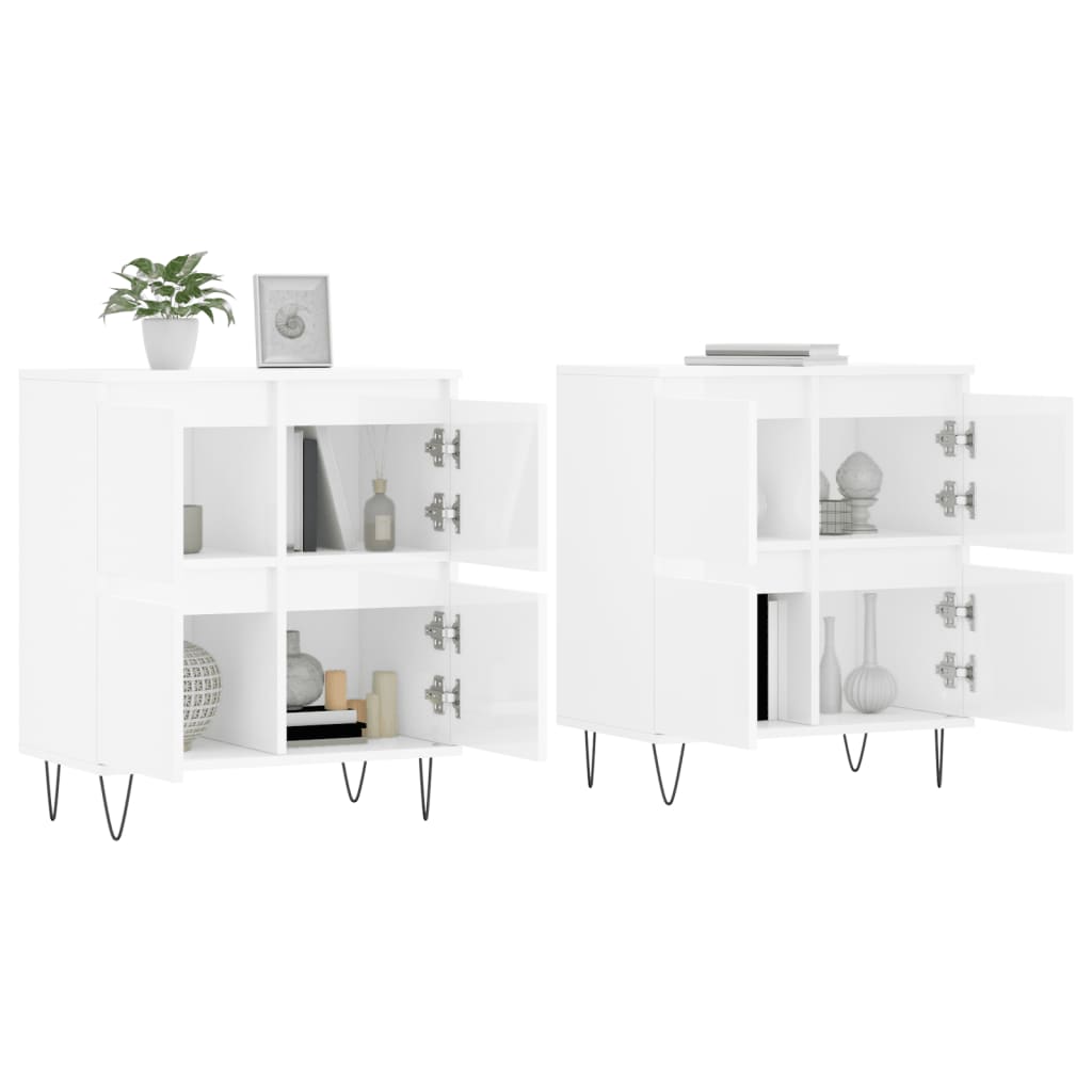 Credenze 2 pz Bianco Lucido in Legno Multistrato 3190175