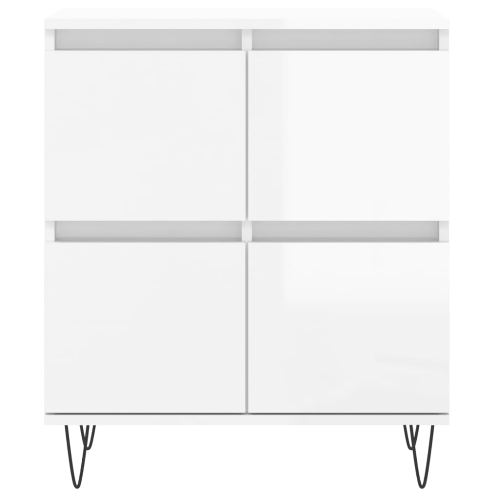 Credenze 2 pz Bianco Lucido in Legno Multistrato 3190175