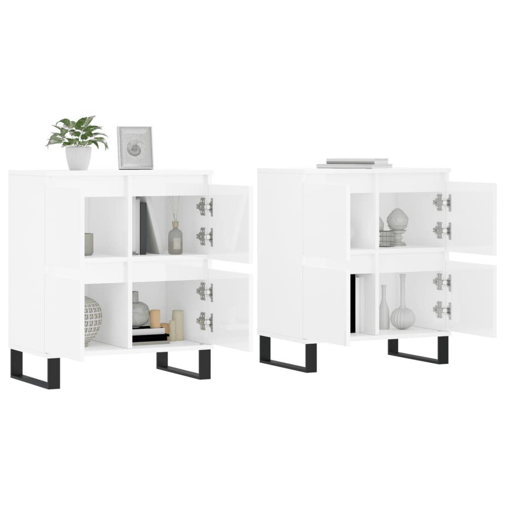 Credenze 2 pz Bianco Lucido in Legno Multistrato 3190183