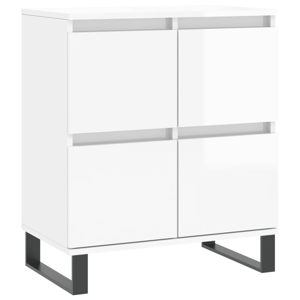 Credenze 2 pz Bianco Lucido in Legno Multistrato 3190183