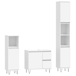 Set Mobili da Bagno 3 pz Bianco in Legno Multistratocod mxl 101456