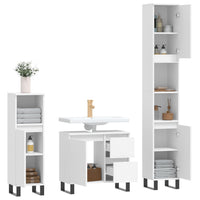 Set Mobili da Bagno 3 pz Bianco in Legno Multistrato 3190229