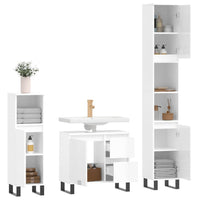 Set Mobili da Bagno 3 pz Bianco Lucido in Legno Multistrato 3190231