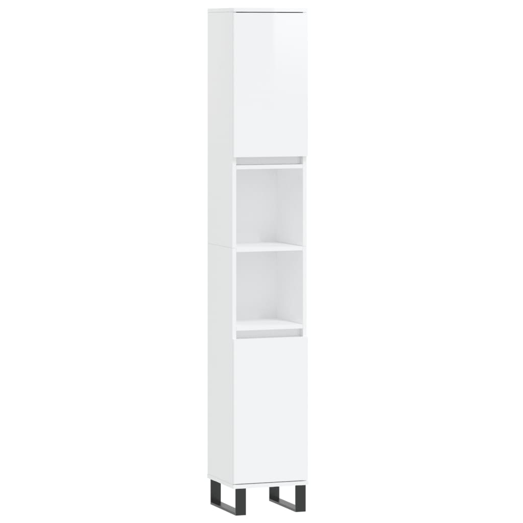 Set Mobili da Bagno 3 pz Bianco Lucido in Legno Multistrato 3190231