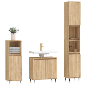 Set Mobili da Bagno 3 pz Rovere Sonoma in Legno Multistrato 3190270