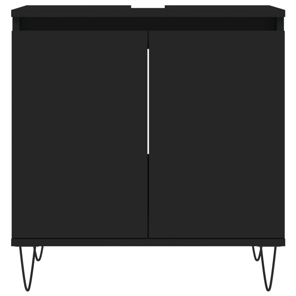 Set Mobili da Bagno 3 pz Nero in Legno Multistrato 3190276