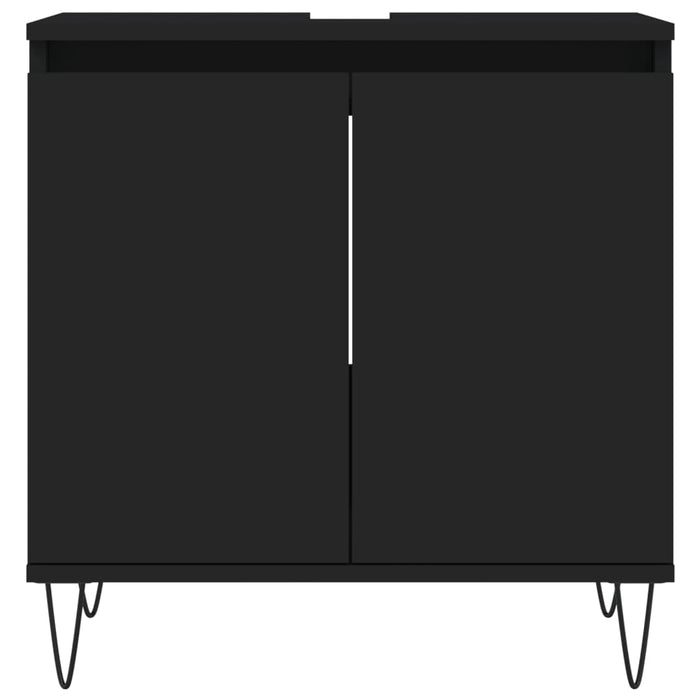 Set Mobili da Bagno 3 pz Nero in Legno Multistrato 3190276