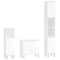 Set Mobili da Bagno 3 pz Bianco Lucido in Legno Multistratocod mxl 101678