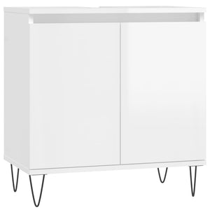 Set Mobili da Bagno 3 pz Bianco Lucido in Legno Multistrato 3190277