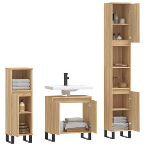 Set Mobili da Bagno 3 pz Rovere Sonoma in Legno Multistrato 3190286