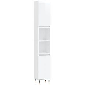 Set Mobili da Bagno 3 pz Bianco Lucido in Legno Multistrato 3190293