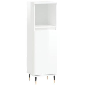 Set Mobili da Bagno 3 pz Bianco Lucido in Legno Multistrato 3190293