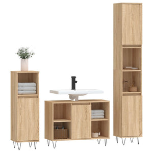 Set Mobili da Bagno 3 pz Rovere Sonoma in Legno Multistratocod mxl 125772