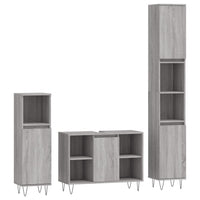 Set Mobili da Bagno 3 pz Grigio Sonoma in Legno Multistratocod mxl 101992