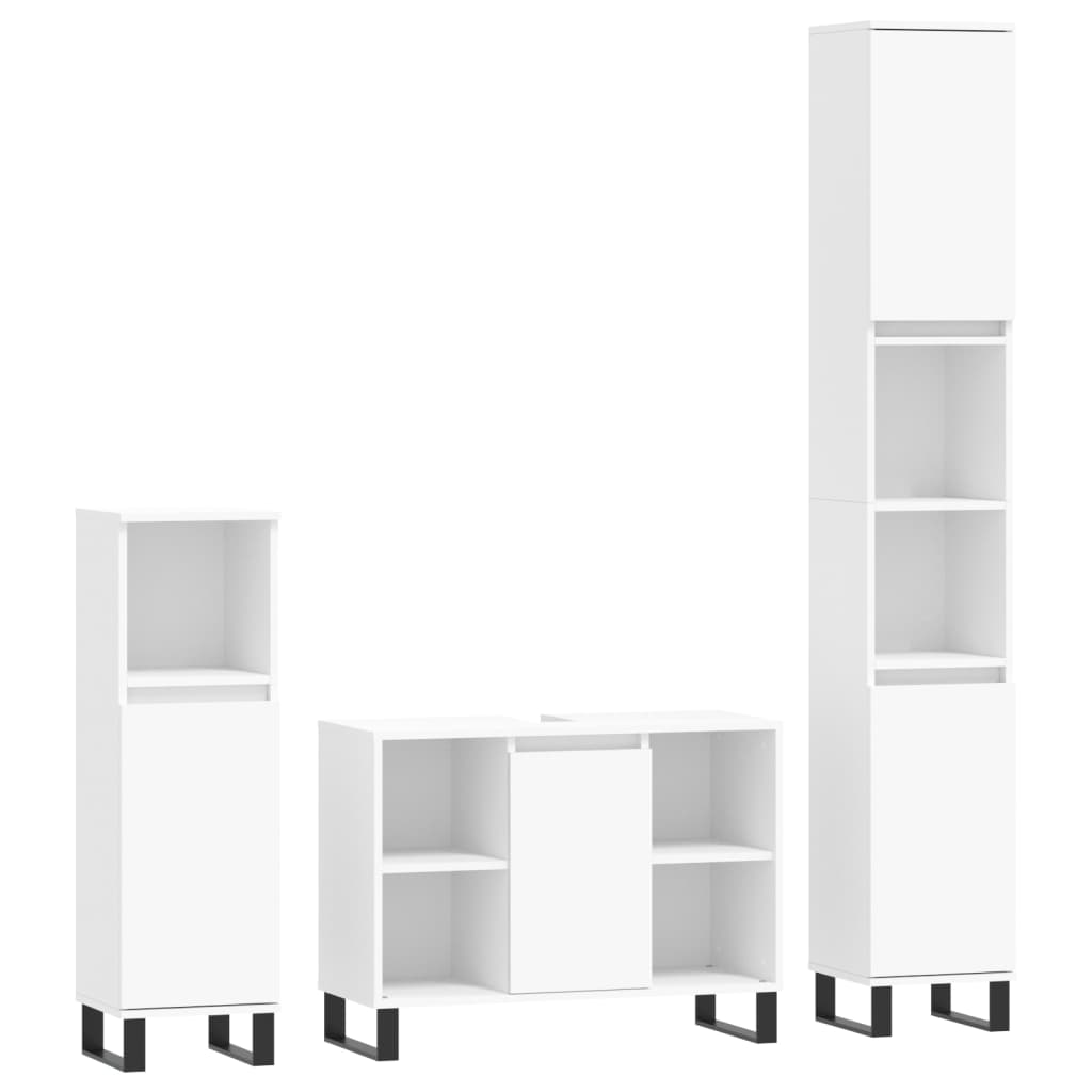 Set Mobili da Bagno 3 pz Bianco in Legno Multistrato 3190307