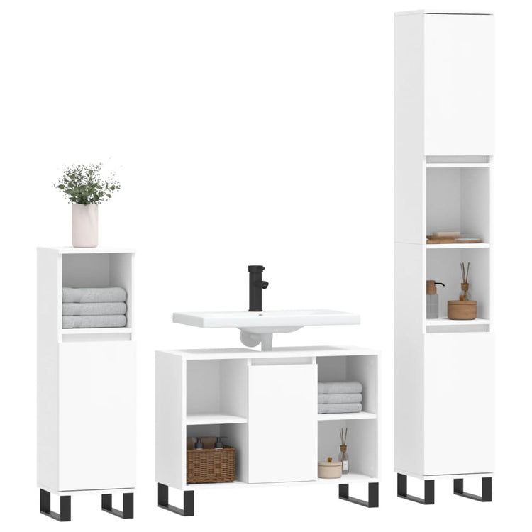 Set Mobili da Bagno 3 pz Bianco in Legno Multistratocod mxl 101521