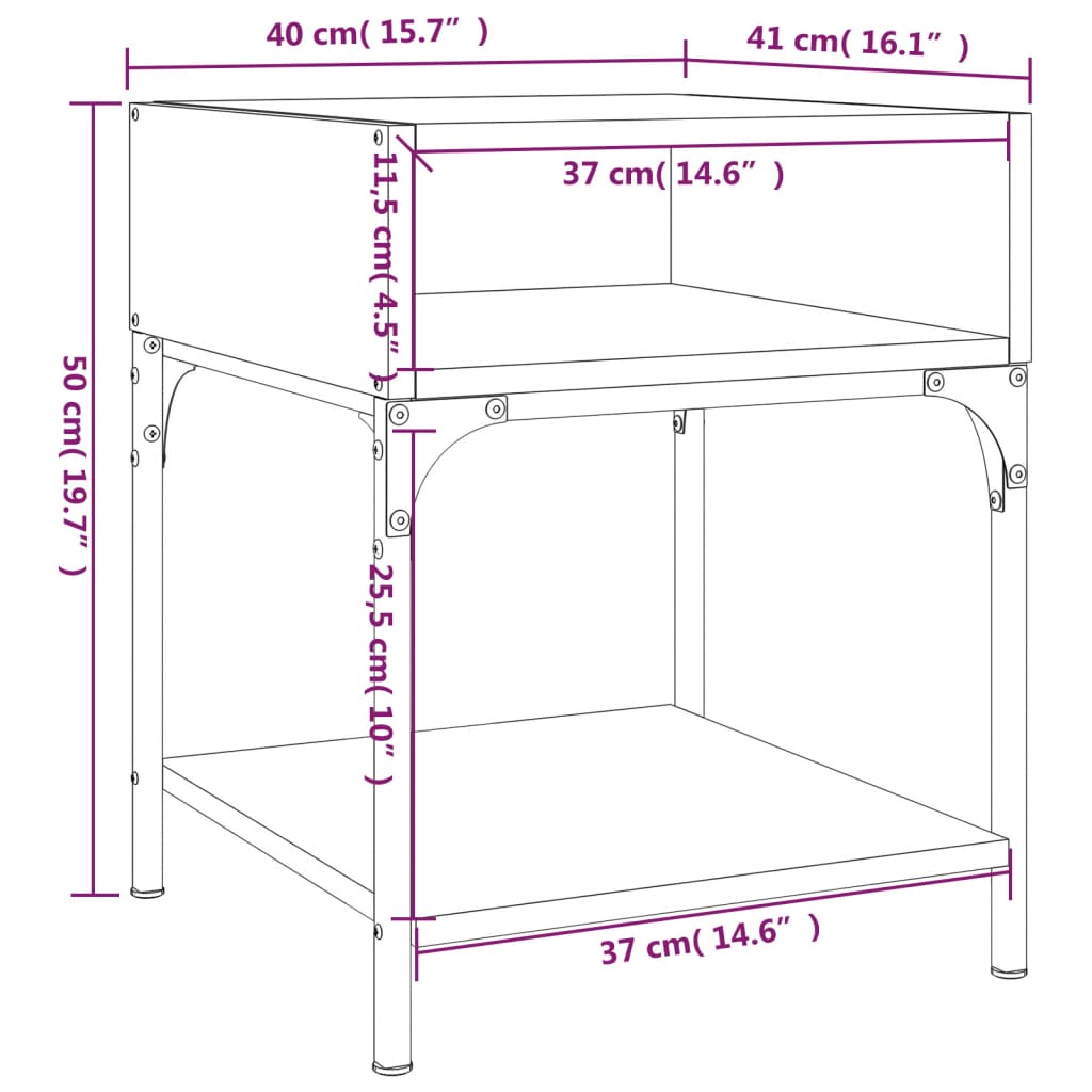 Comodino Nero 40x41x50 cm in Legno Multistrato 825873