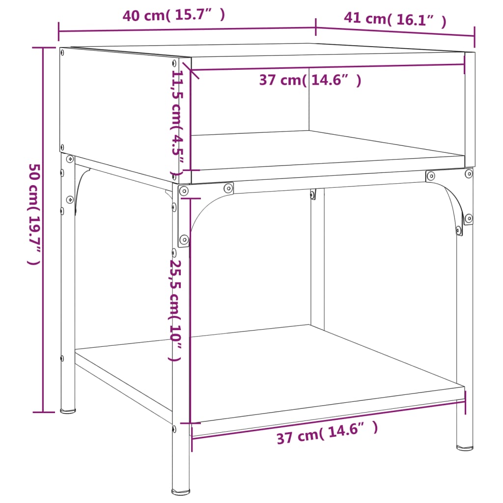 Comodini 2 pz Rovere Sonoma 40x41x50 cm in Legno Multistrato 825876