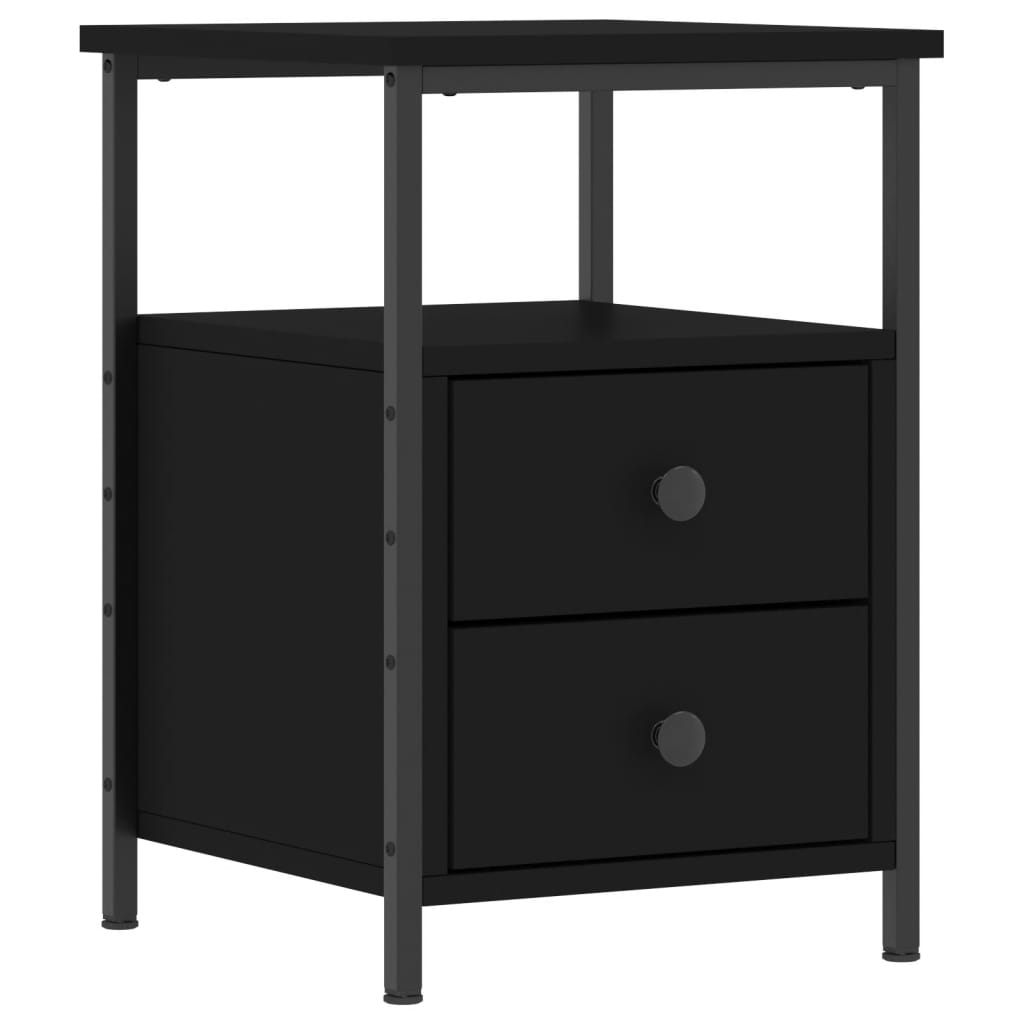 Comodino Nero 34x35,5x50 cm in Legno Multistratocod mxl 78378