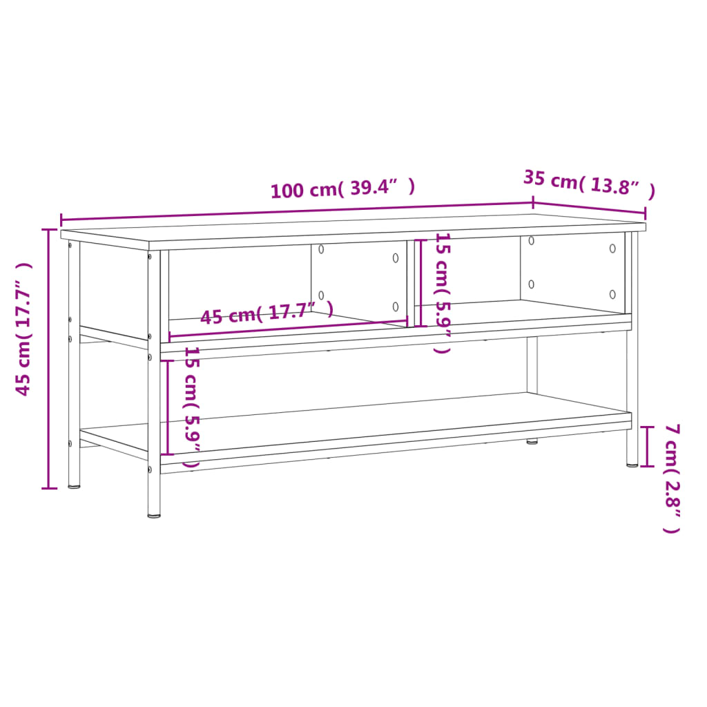 Mobile Porta TV Rovere Sonoma 100x35x45 cm in Legno Multistrato 832784