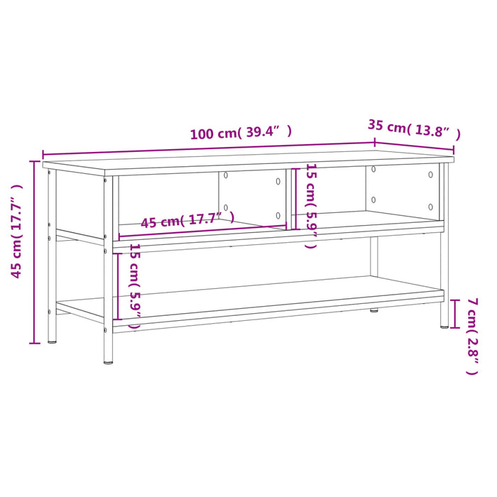 Mobile Porta TV Rovere Sonoma 100x35x45 cm in Legno Multistrato 832784