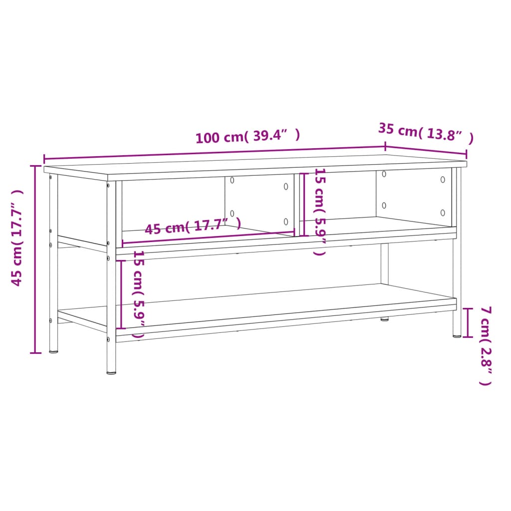 Mobile Porta TV Rovere Fumo 100x35x45 cm in Legno Multistrato 832785