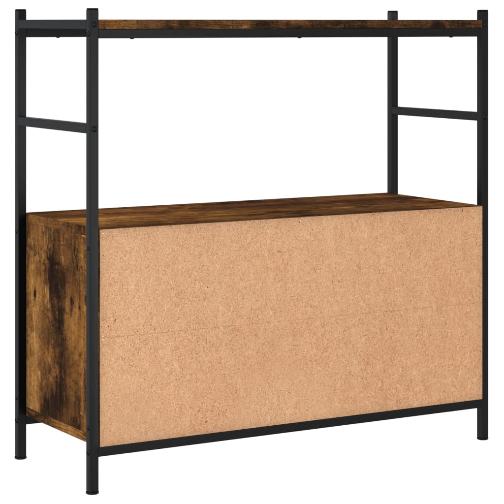 Libreria Rovere Fumo 80x30x78,5 cm in Legno Multistrato e Ferro 832795