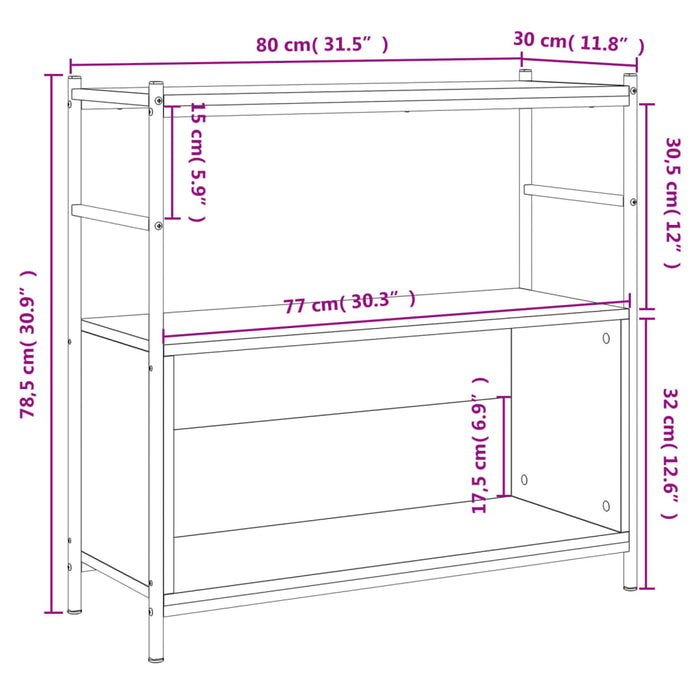 Libreria Grigio Sonoma 80x30x78,5 cm Legno Multistrato e Ferro 832796