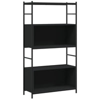 Libreria Nera 80x30x145,5 cm in Legno Multistrato e Ferro 832798