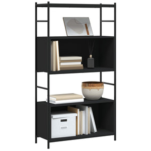 Libreria Nera 80x30x145,5 cm in Legno Multistrato e Ferro 832798