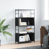 Libreria Nera 80x30x145,5 cm in Legno Multistrato e Ferro 832798