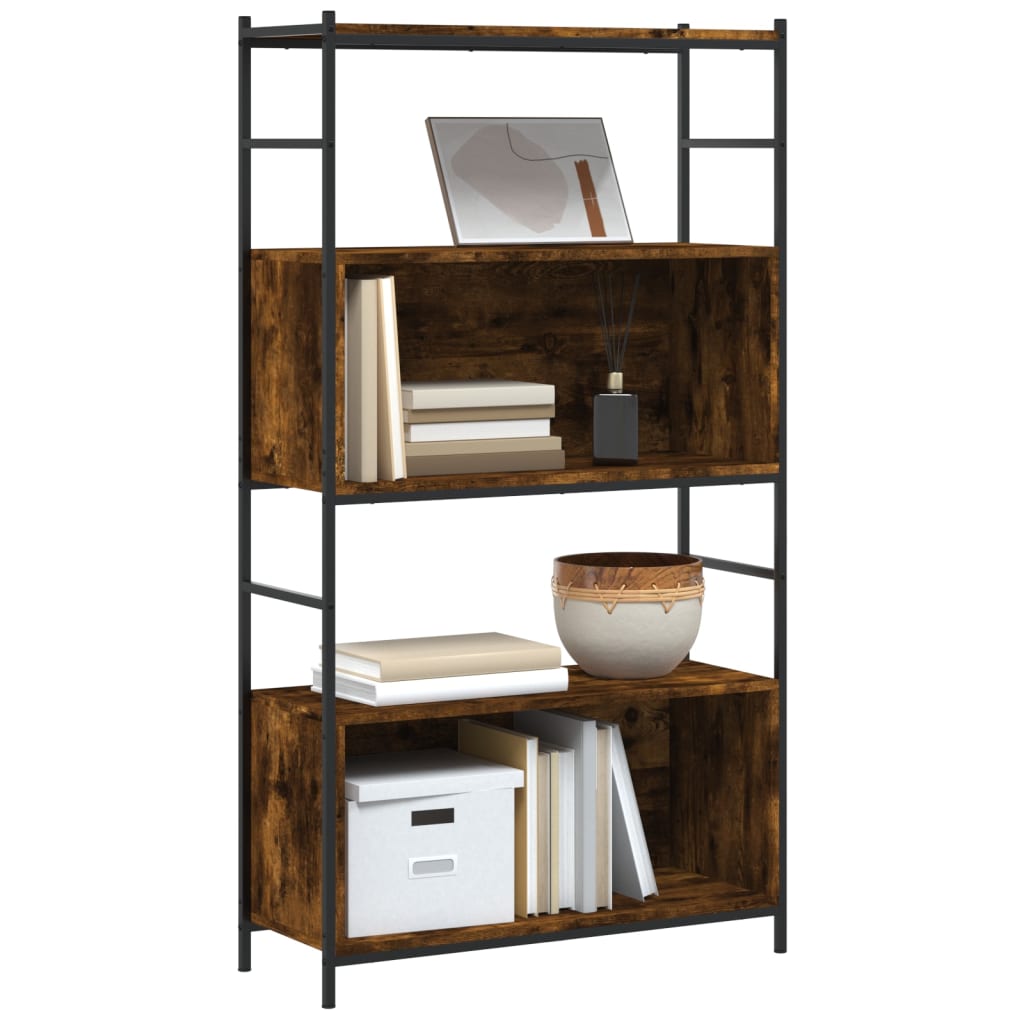 Libreria Rovere Fumo 80x30x145,5cm in Legno Multistrato e Ferro 832800