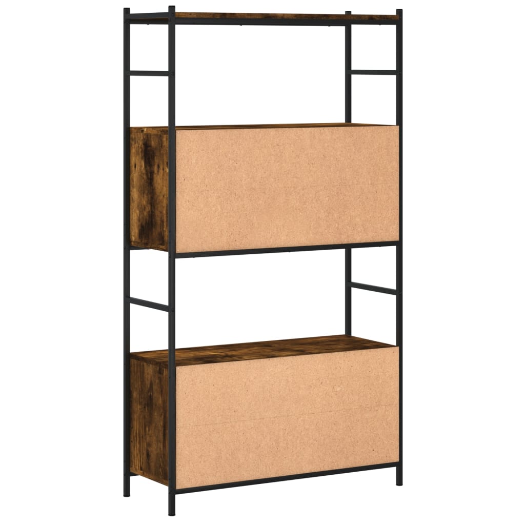 Libreria Rovere Fumo 80x30x145,5cm in Legno Multistrato e Ferro 832800